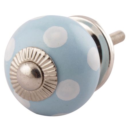 Turquoise Polka Dot Small Ceramic Dresser Knobs 
